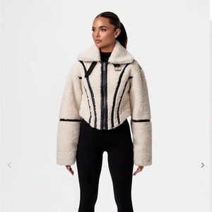 Naked Wardrobe vegan leather and Sherpa reversible jacket. Worn once!